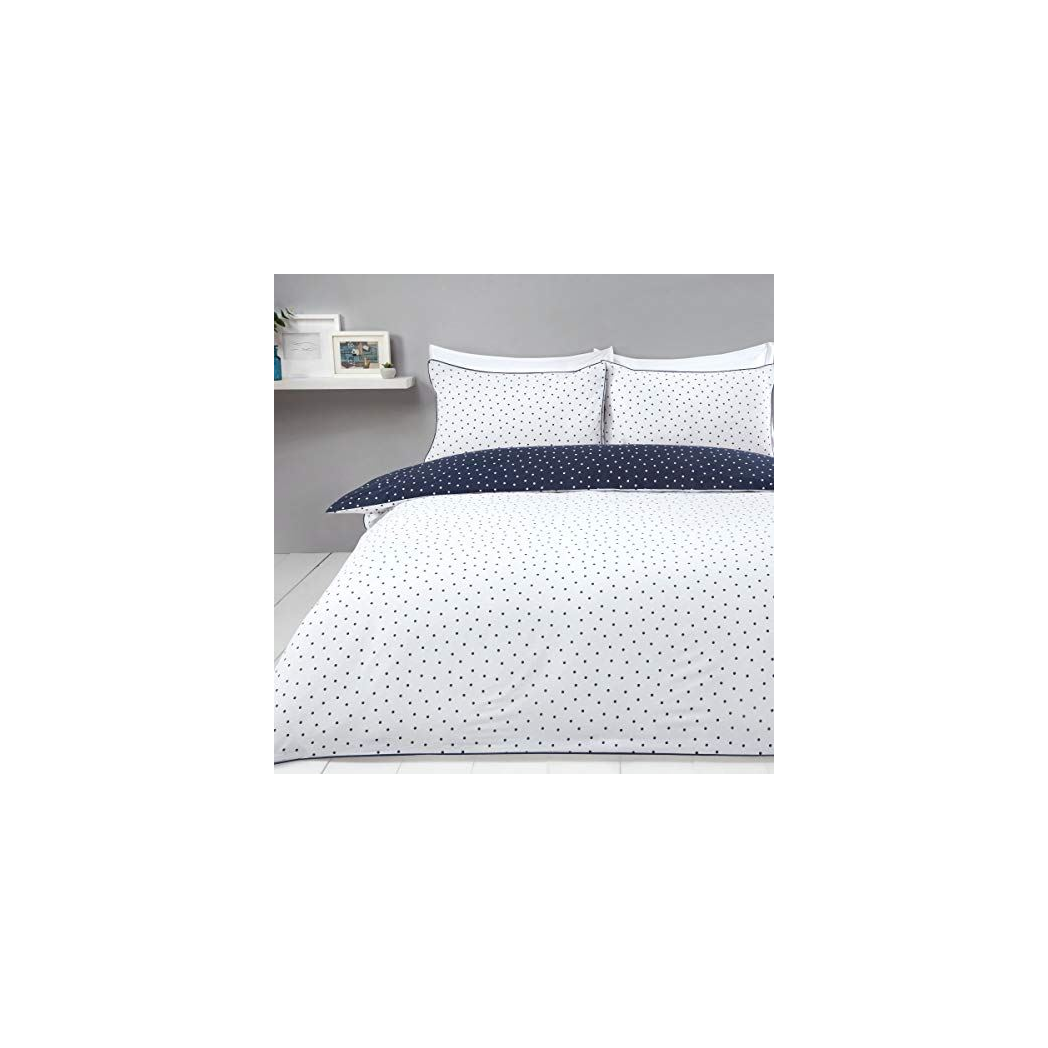 Sleepdown Mini Polka Dots Reversible Navy Duvet Cover Set
