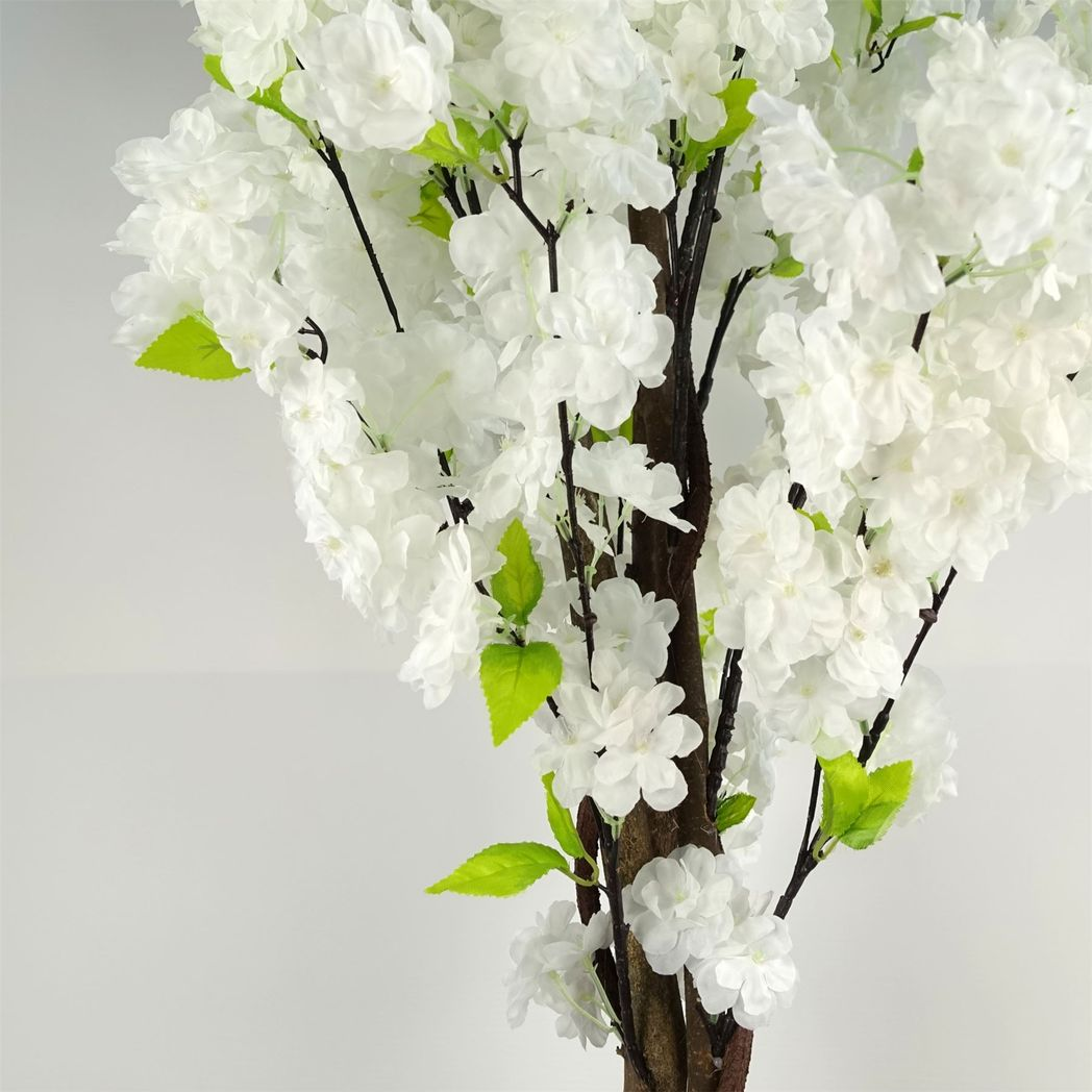 150cm Artificial White Cherry Blossom Tree, Fully Assembled in Pot