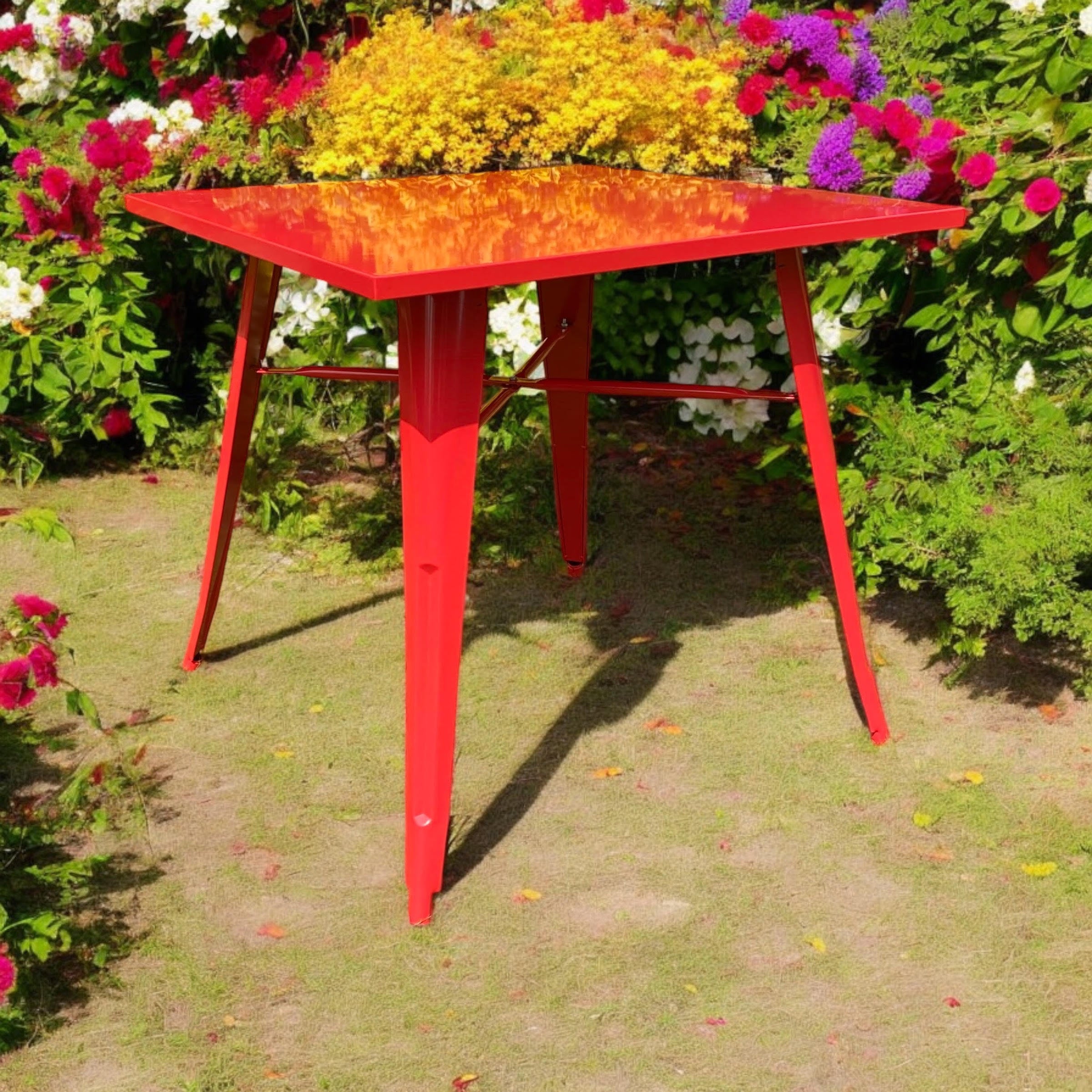 MSL Red Metal Bar Table 80 x 80 x 76 cm for Outdoor Use