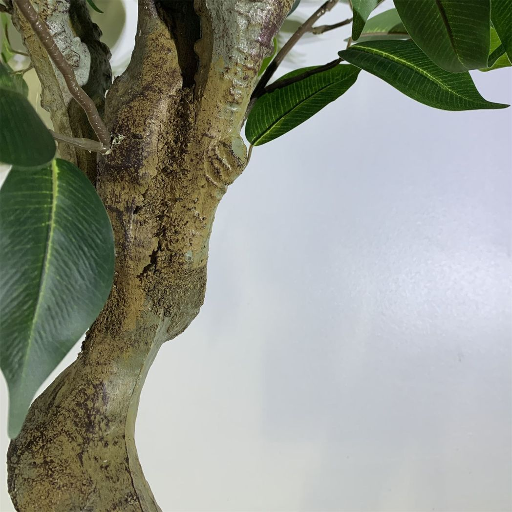 Leaf 100cm Realistic Artificial Ficus Tree with Decorative Metal Planter