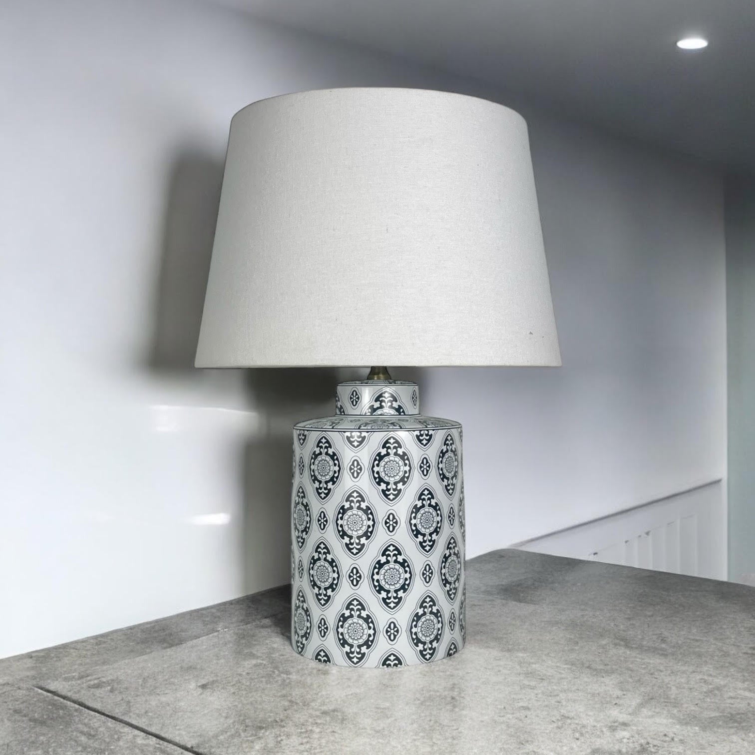 MSL Traditional Ceramic Table Lamp and Shade with Inline Rocker Switch, Double Insulated