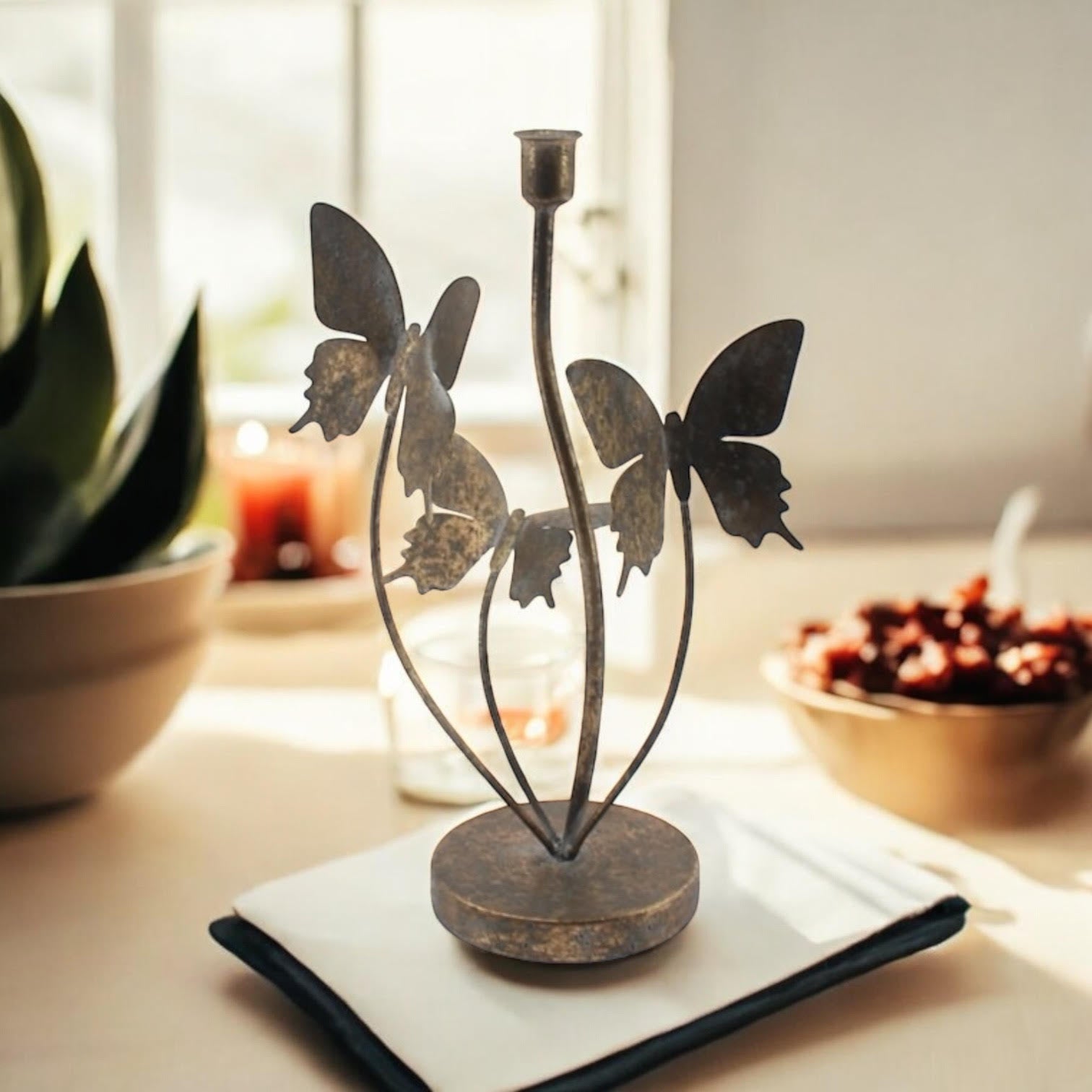 MSL 35cm Hand-Finished Metal Candle Holder