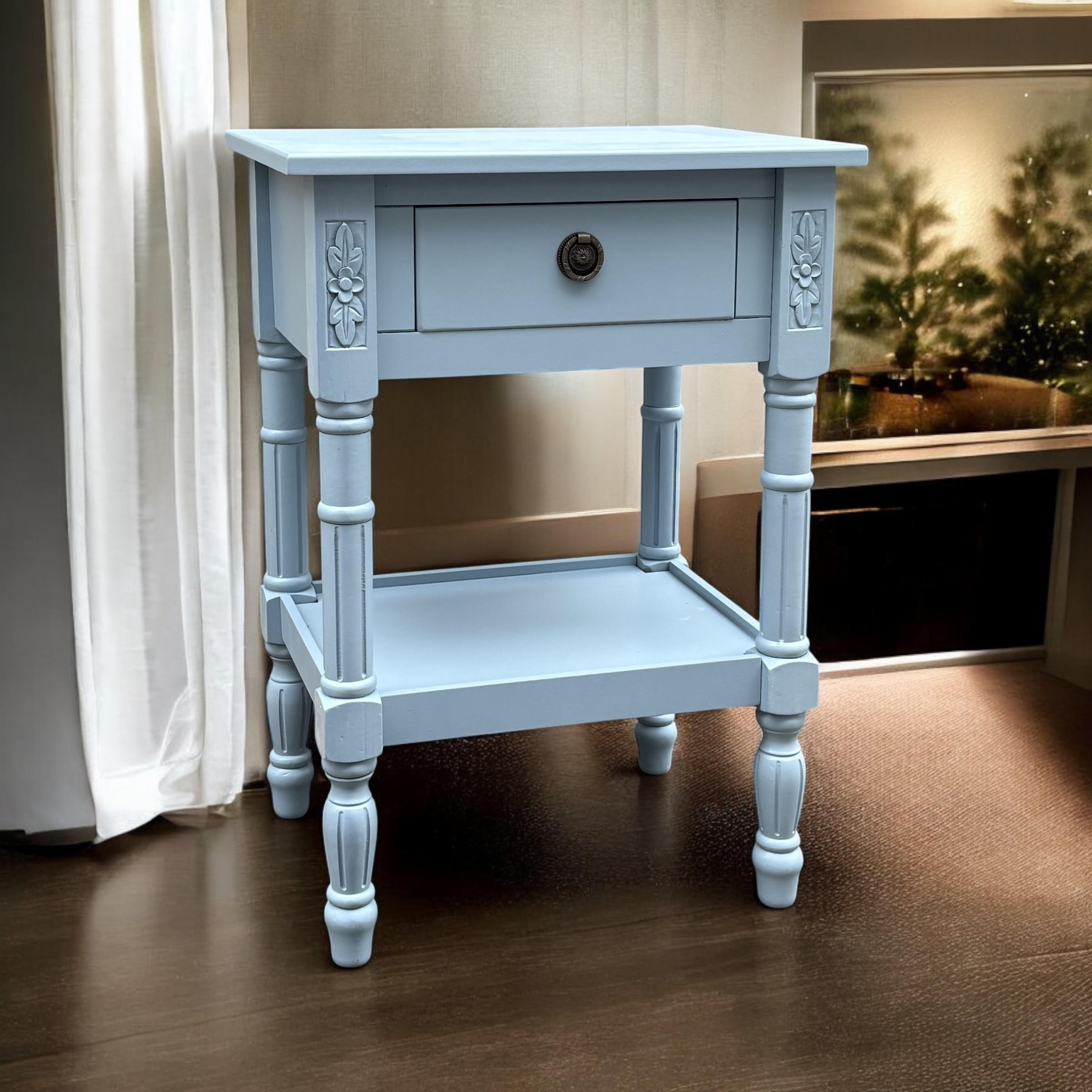 MSL 65cm 1 Drawer Hand Finished Side Table Bedside Table with Storage