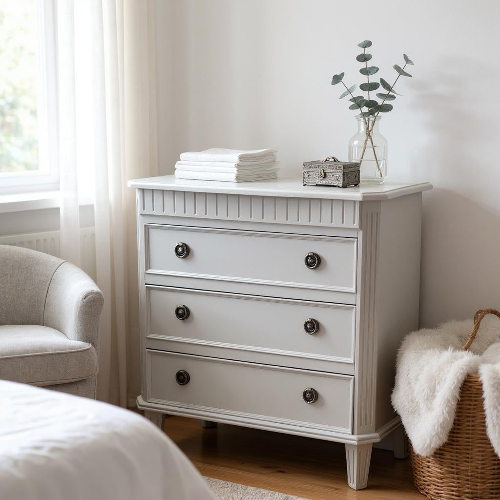 MSL 68cm 3 Drawer Wooden Chest of Drawers with Hand Finished Wooden Top