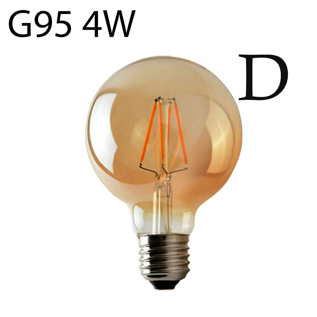 G95 E27 4W Edison Style LED filament shape Retro 2700K Warm white screw bulbs