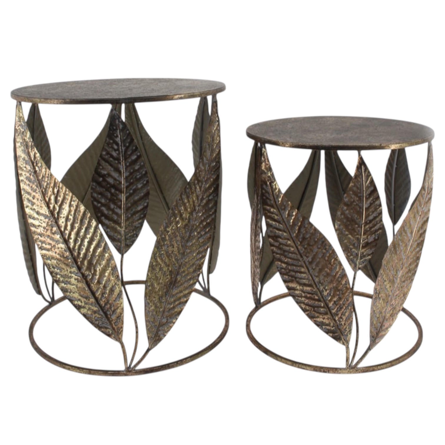 MSL Set of 2 Metal Tables, Leaf Design