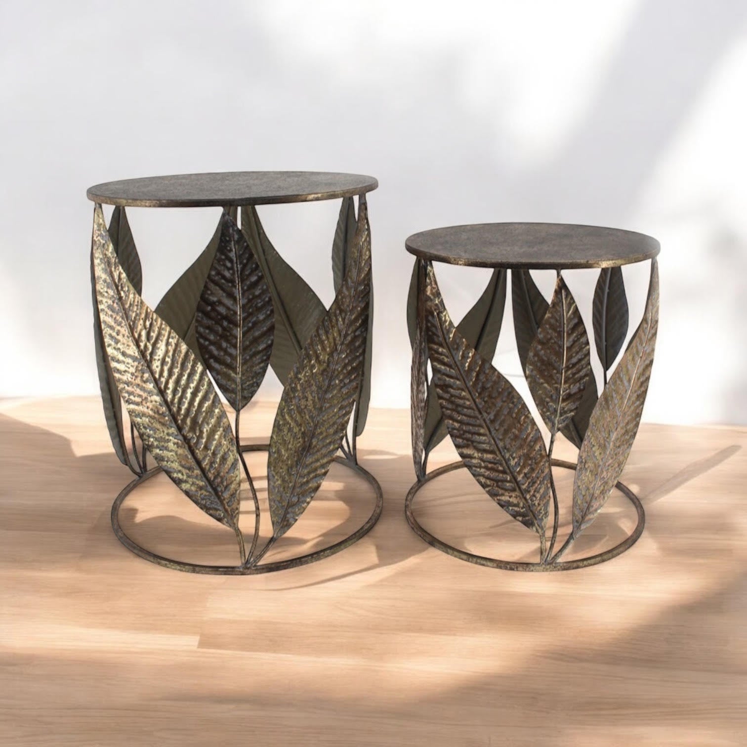 MSL Set of 2 Metal Tables, Leaf Design