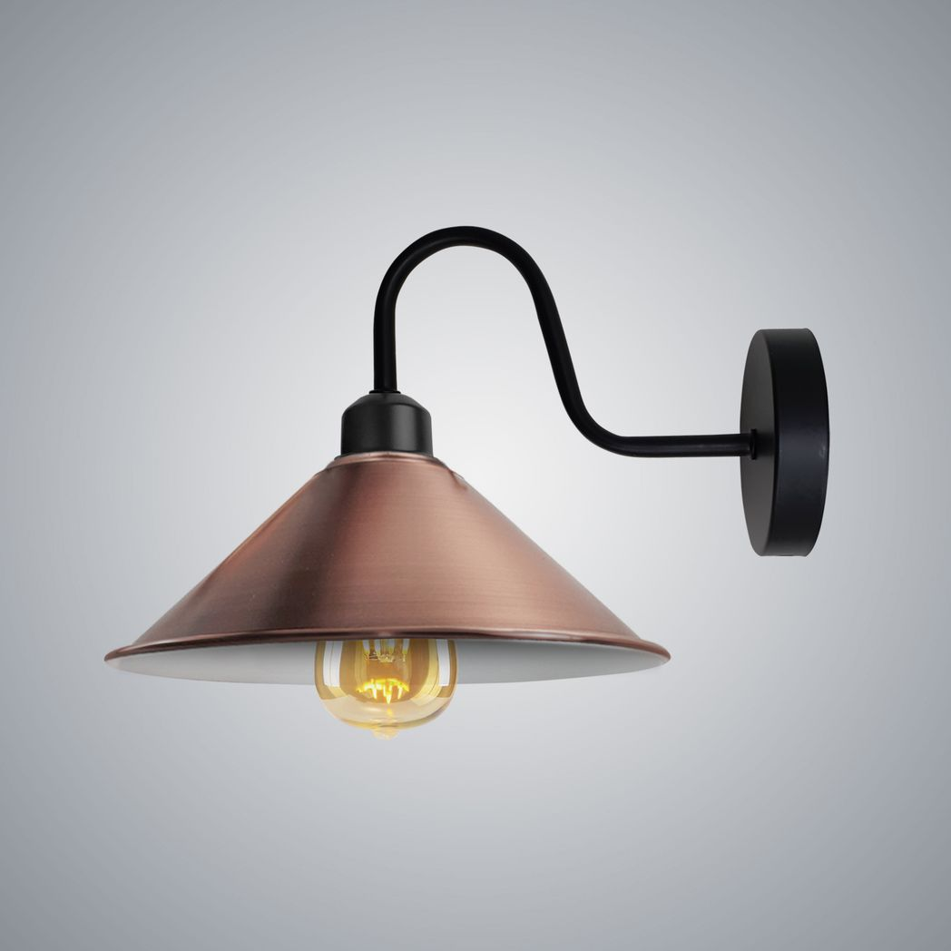 Vintage Metal Cone Wall Sconce, E27, Dimmable, Indoor Light