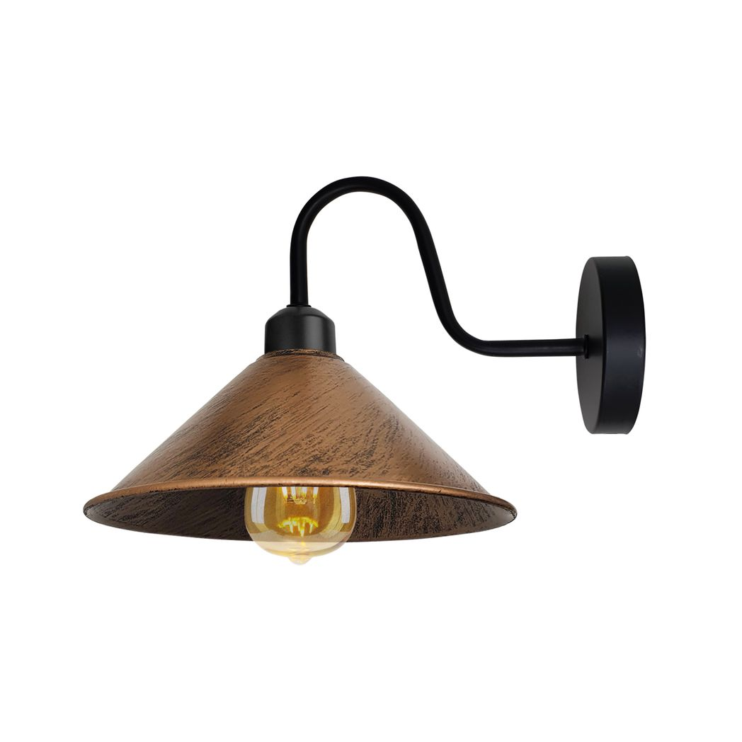 Vintage Metal Cone Wall Sconce, E27 Base, Dimmable Indoor Light