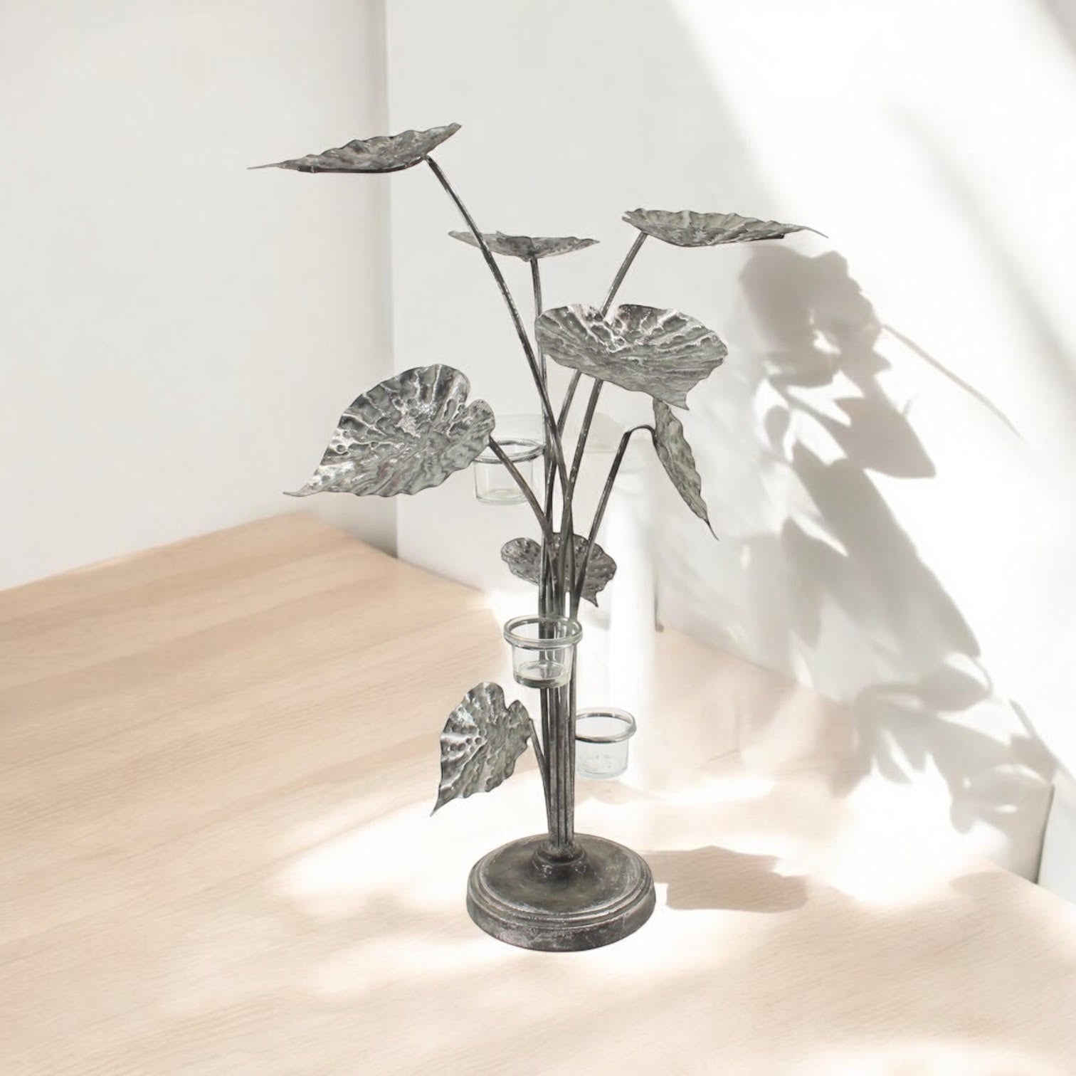 MSL 74cm Silver Metal Candle Holder, Hand Finished Elegant Home Decor