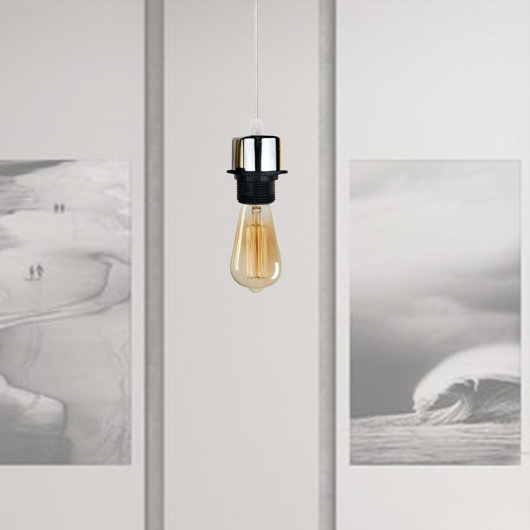 5 Pack Industrial Chrome E27 Pendant Light Holders for Lampshades