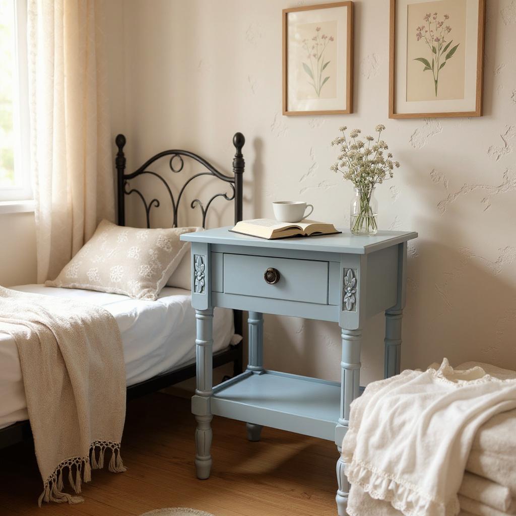 MSL 65cm 1 Drawer Hand Finished Side Table Bedside Table with Storage