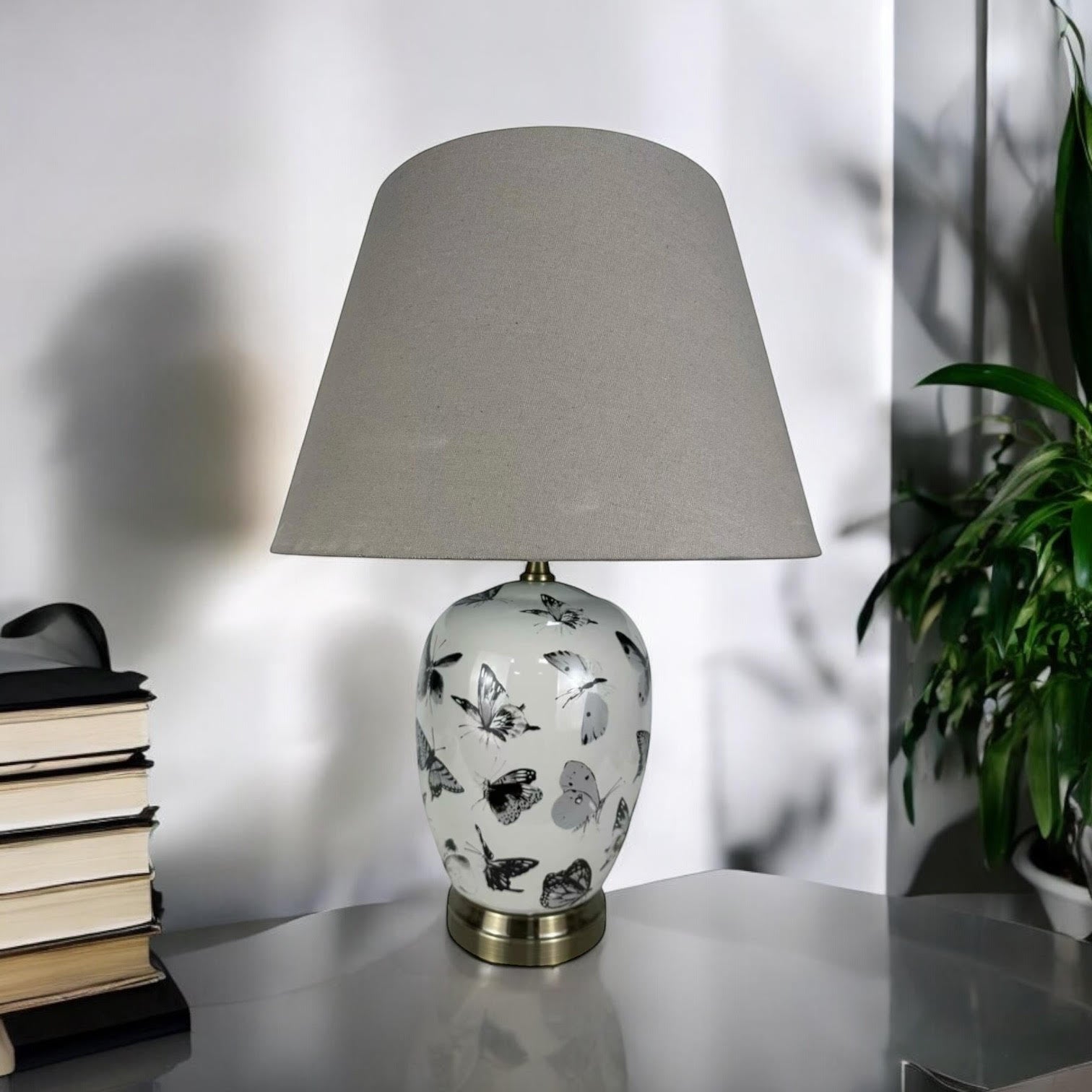 MSL 41cm Traditional Ceramic Table Lamp with Shade, Inline Rocker Switch, Double Insulated