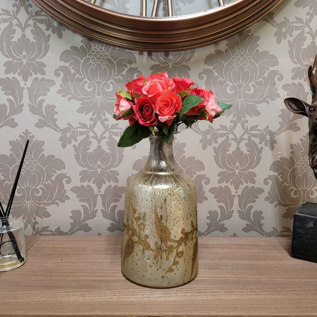 11 Inch Antique Silver Glass Decorative Vase