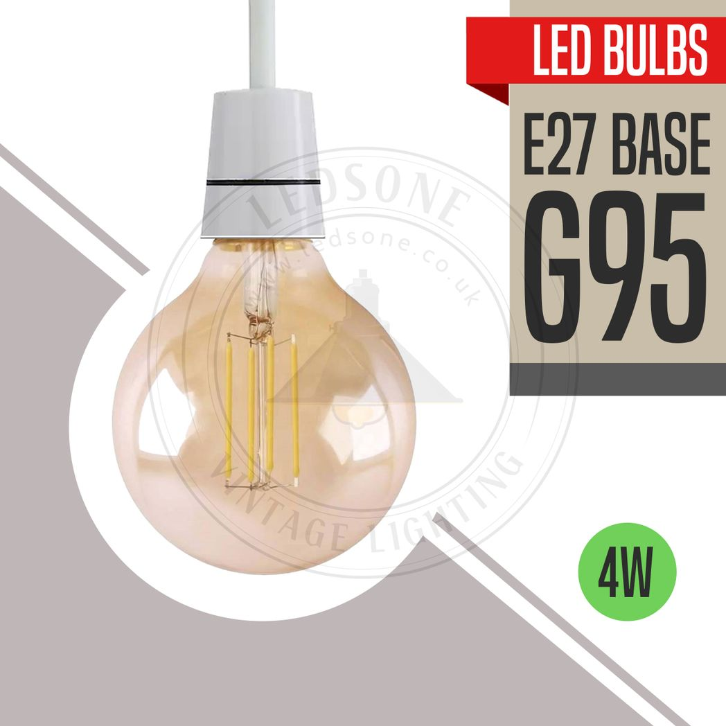 3Pack E27 LED Edison Dimmable Vintage Amber Glass Warm white 2700K Light Bulbs