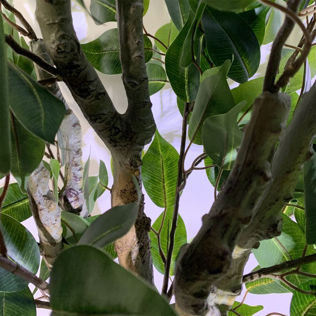 Leaf 100cm Realistic Artificial Ficus Tree with Decorative Metal Planter