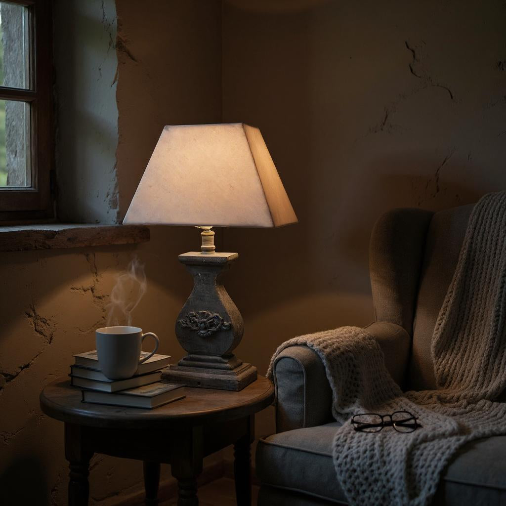 MSL 43cm Traditional Table Lamp with Linen Shade, Inline Rocker Switch, Double Insulated