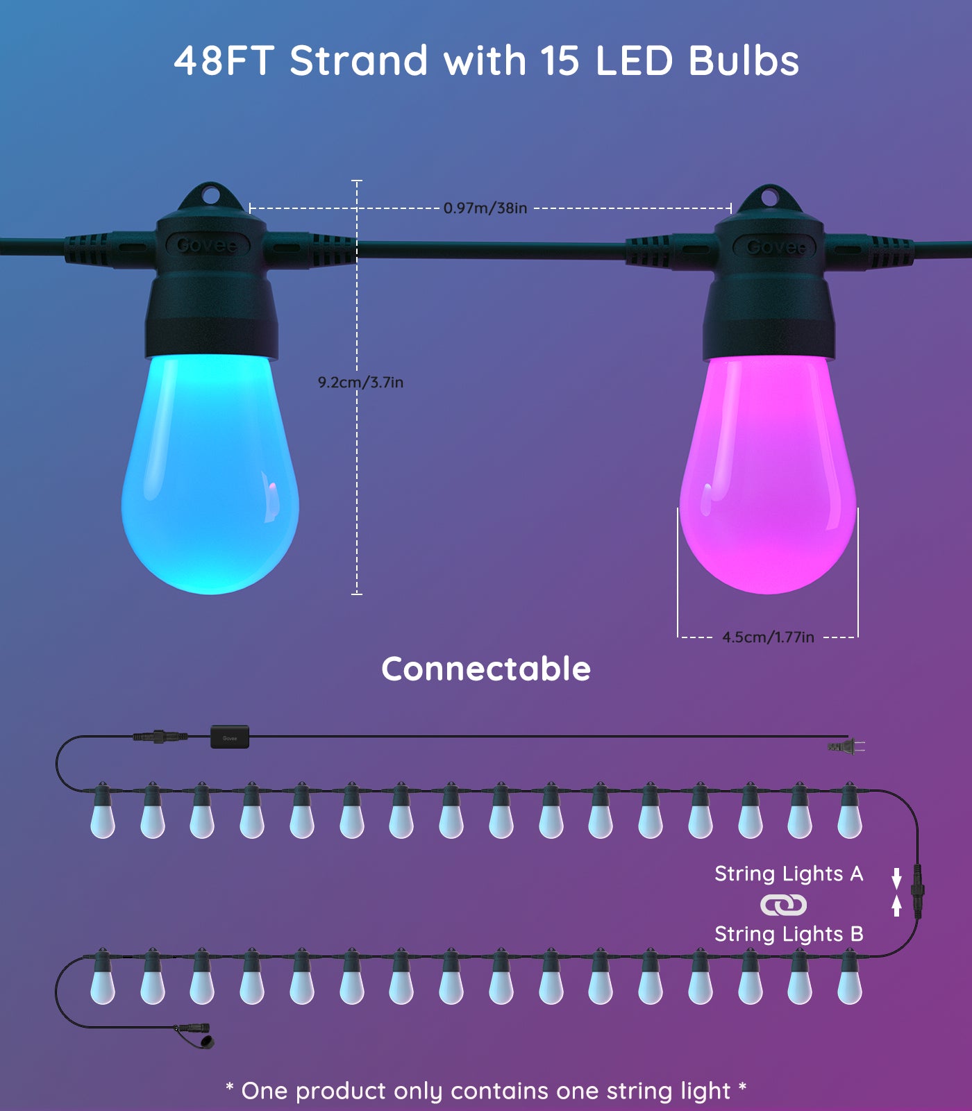 GOVEE RGBIC SMART OUTDOOR LIGHTS 15M