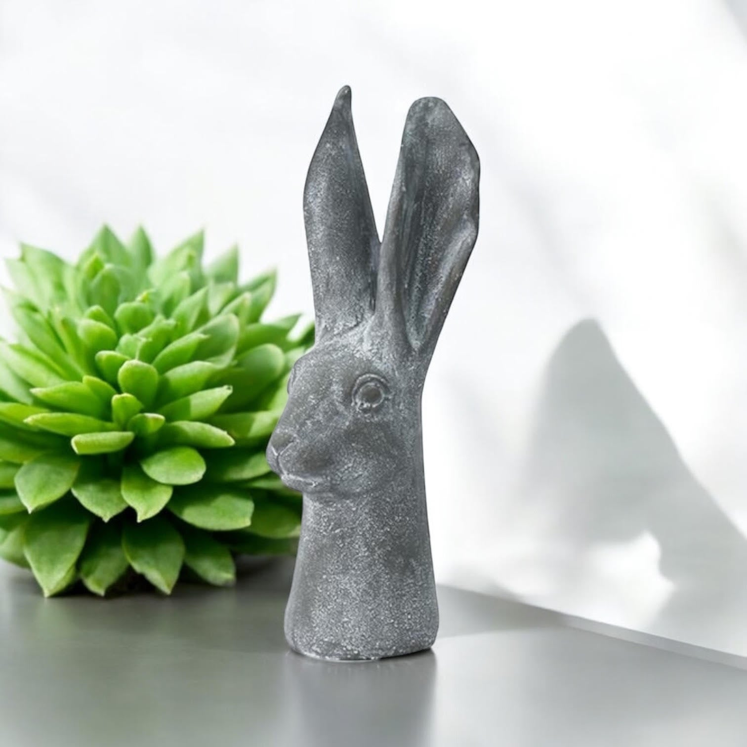 MSL 29cm Grey Resin Rabbit Ornament for Indoor or Outdoor Use, Hand Finished Garden Feature