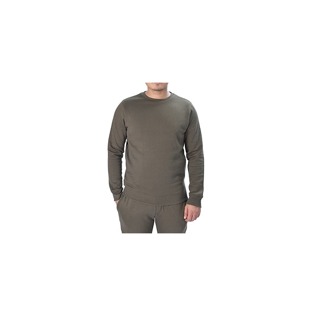 Men’s Classic Plain Crew Neck Fleece Sweatshirt Jumper - Khaki