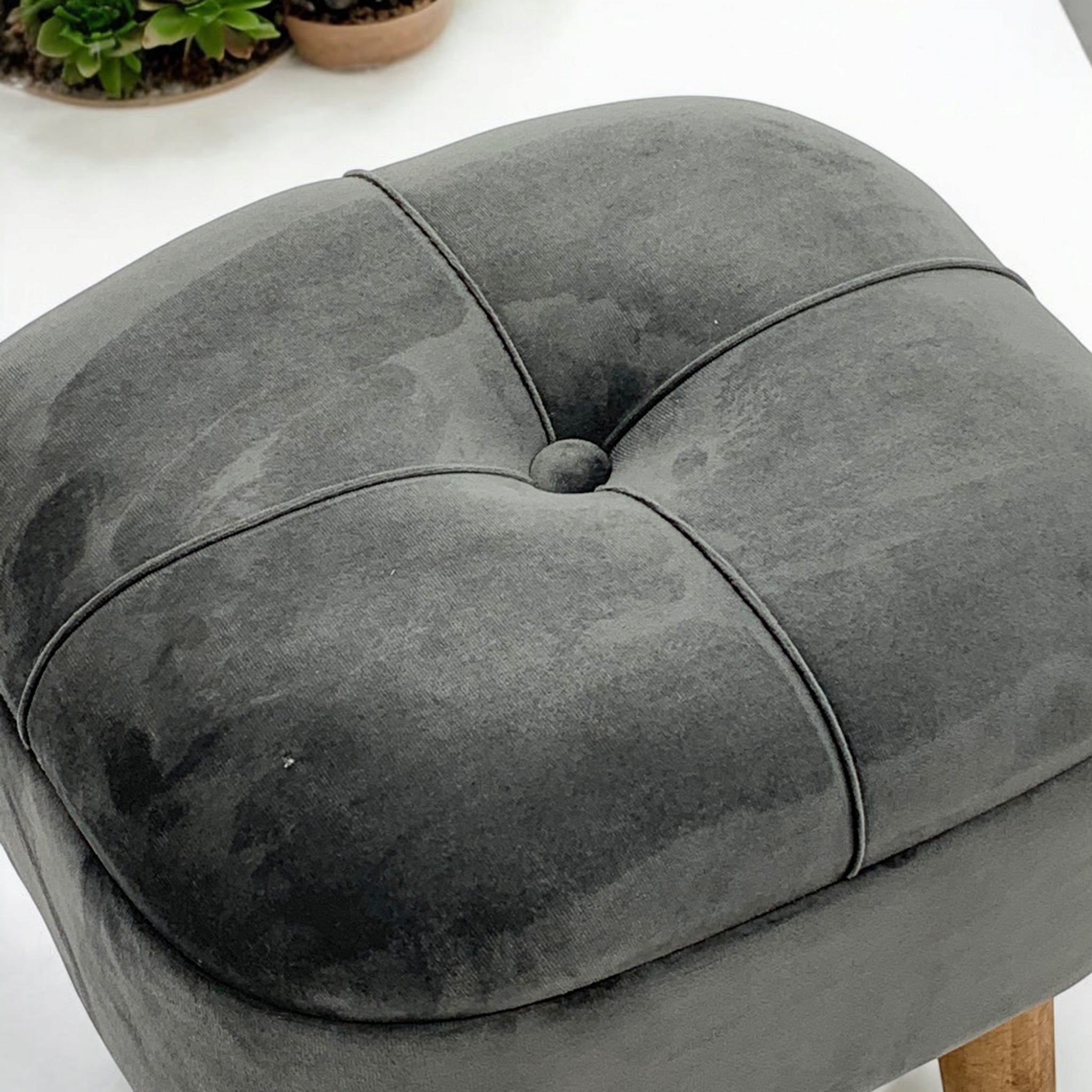 MSL Grey Velvet Stool