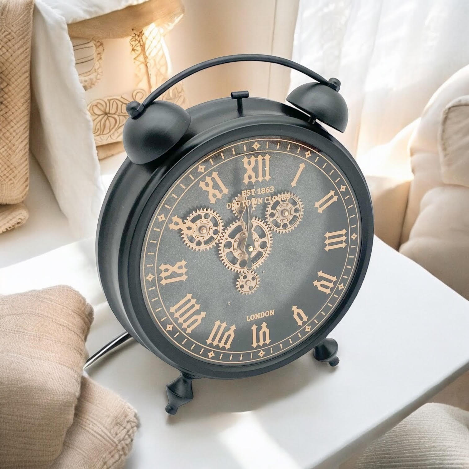 MSL 50cm Hand Finished Gear Table Clock, Requires 1 AA Battery