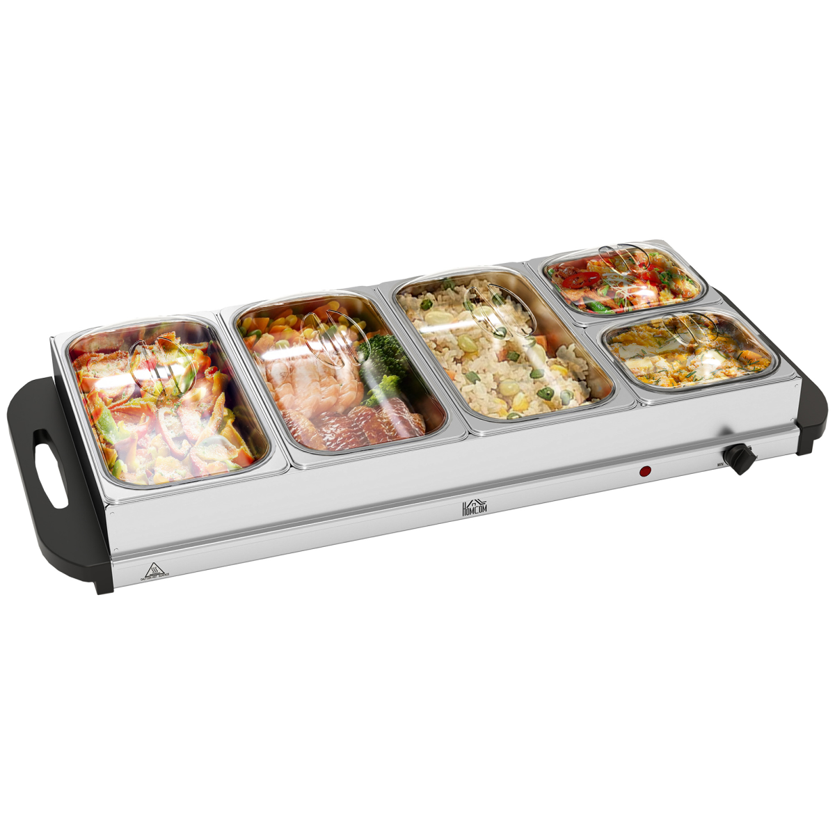 HOMCOM 5-Tray Electric Food Warmer, 9.2L Buffet Server, Silver