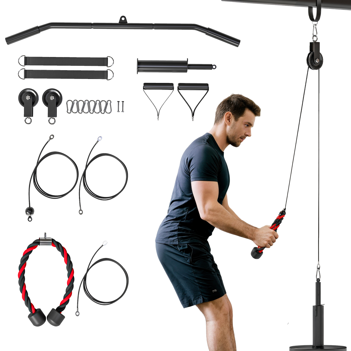 SPORTNOW Home Gym Cable Pulley System with Universal Loading Pin