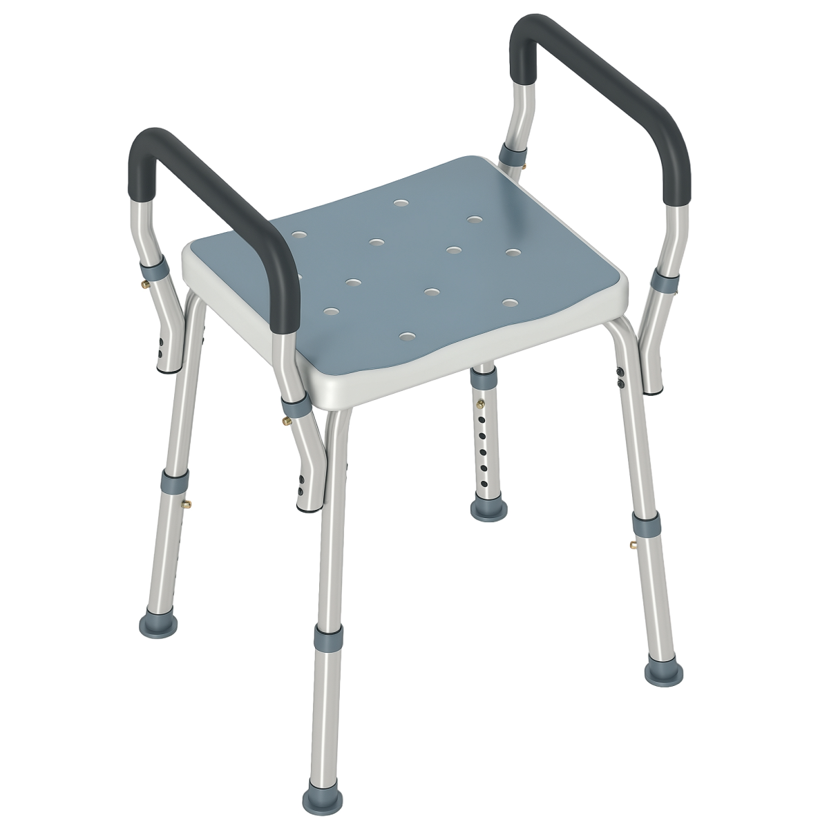 HOMCOM Adjustable Height Rust-Resistant Aluminium Bath Chair, Light Blue