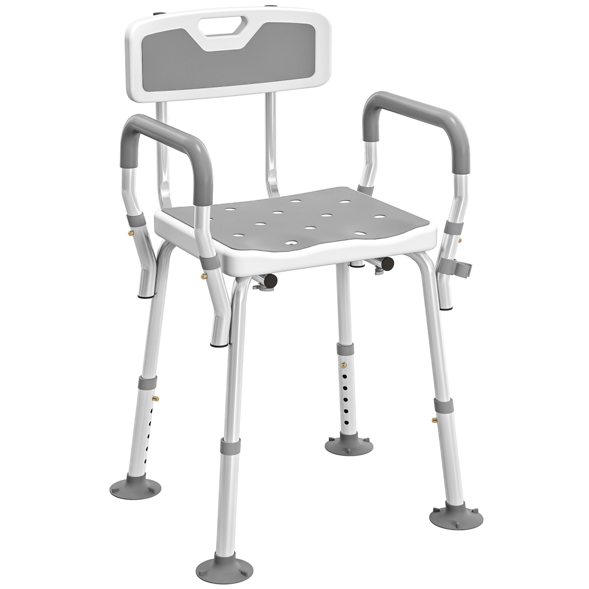HOMCOM Adjustable Padded Bath Stool with Arms and Back