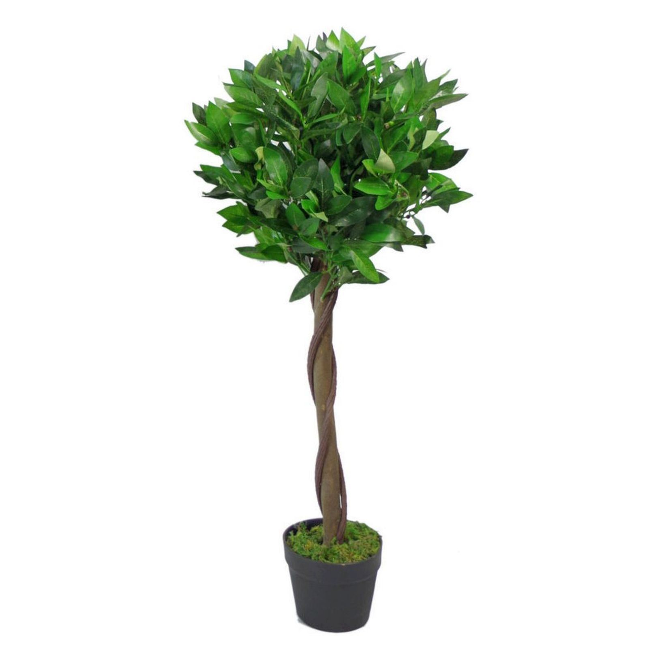 90cm Leaf Design UK Artificial Bay Laurel Topiary Ball Tree, Realistic Imitation Foliage