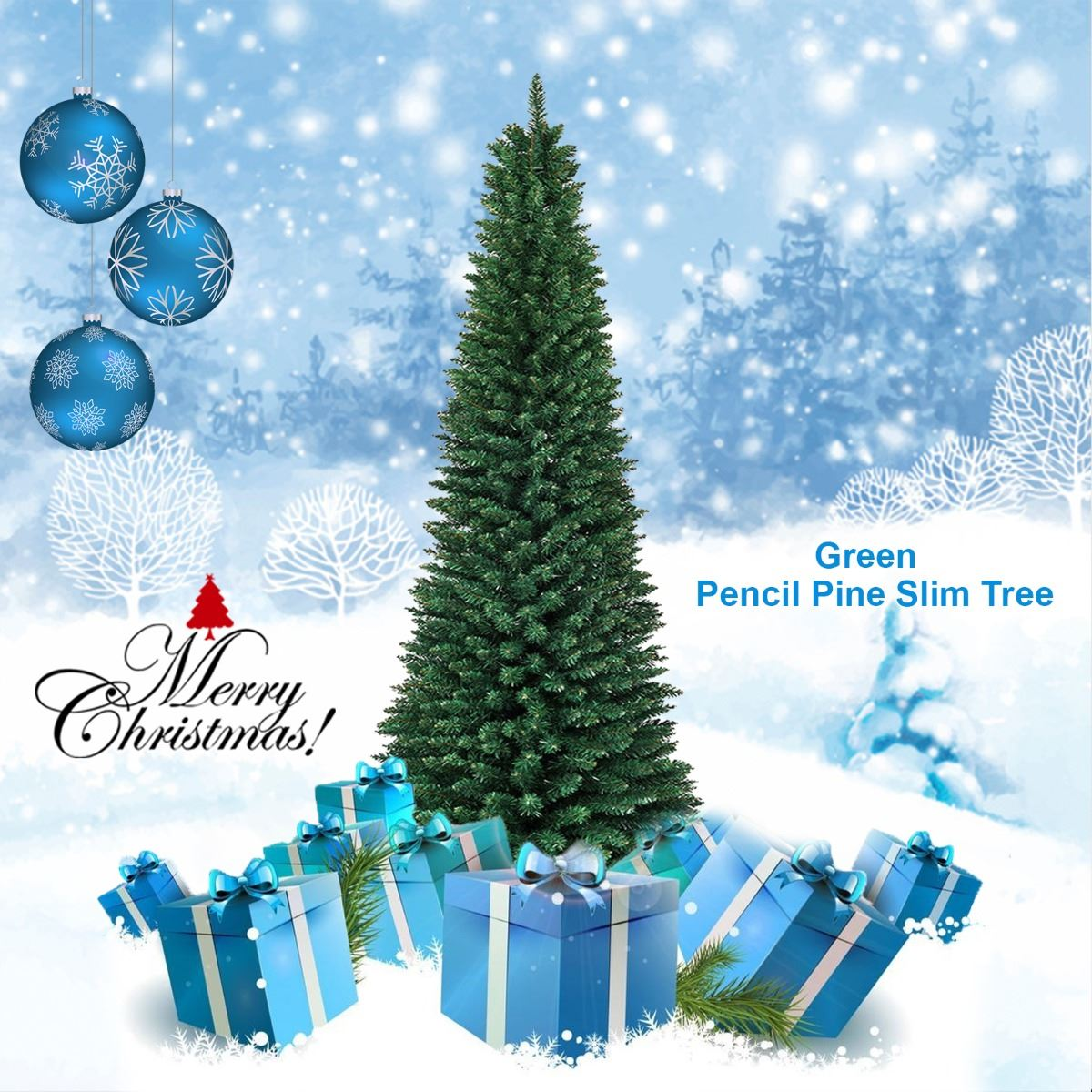 7ft Slim Green Pencil Artificial Christmas Tree