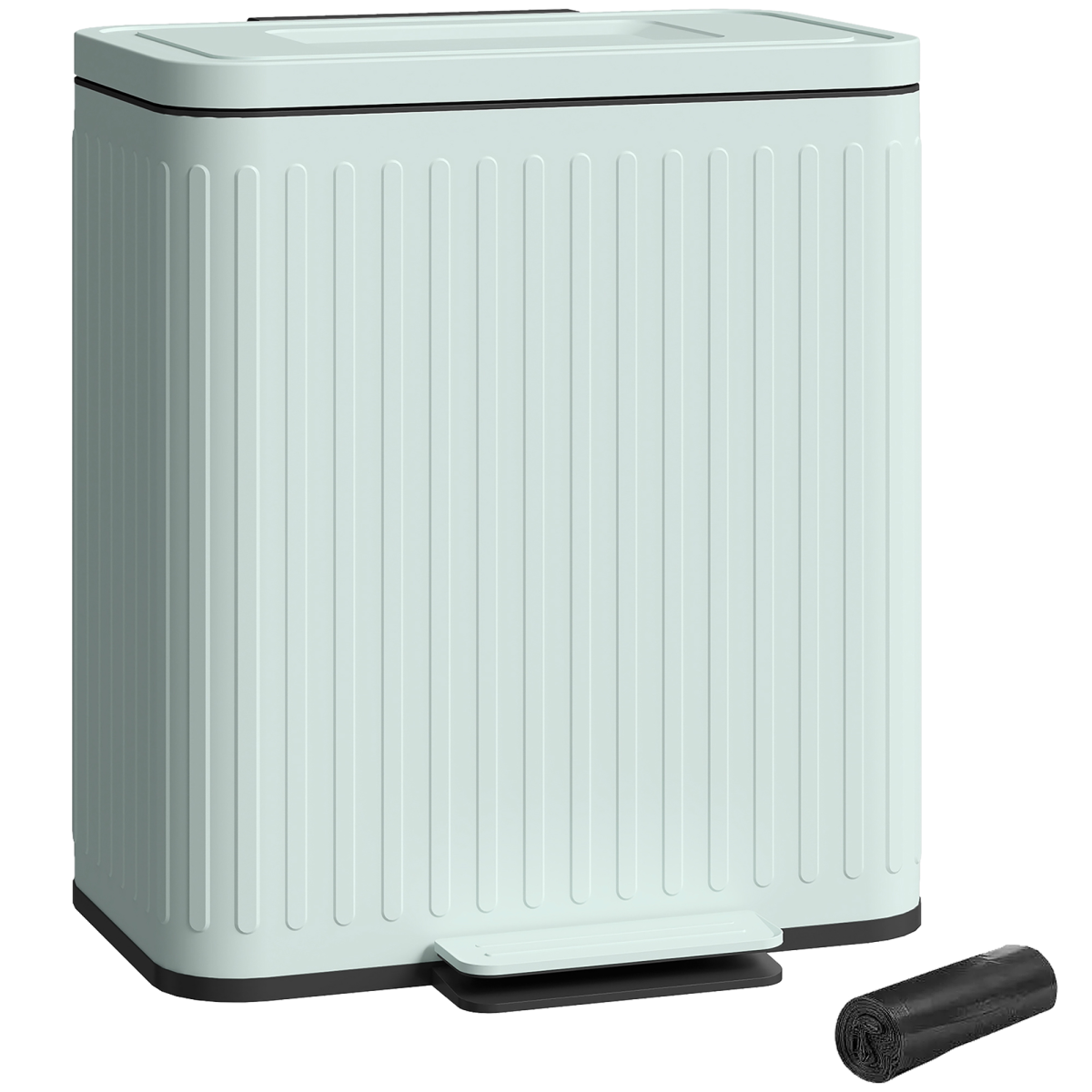 HOMCOM 2 x 20L Double Pedal Rubbish Bin with Soft-Close Lid, Green