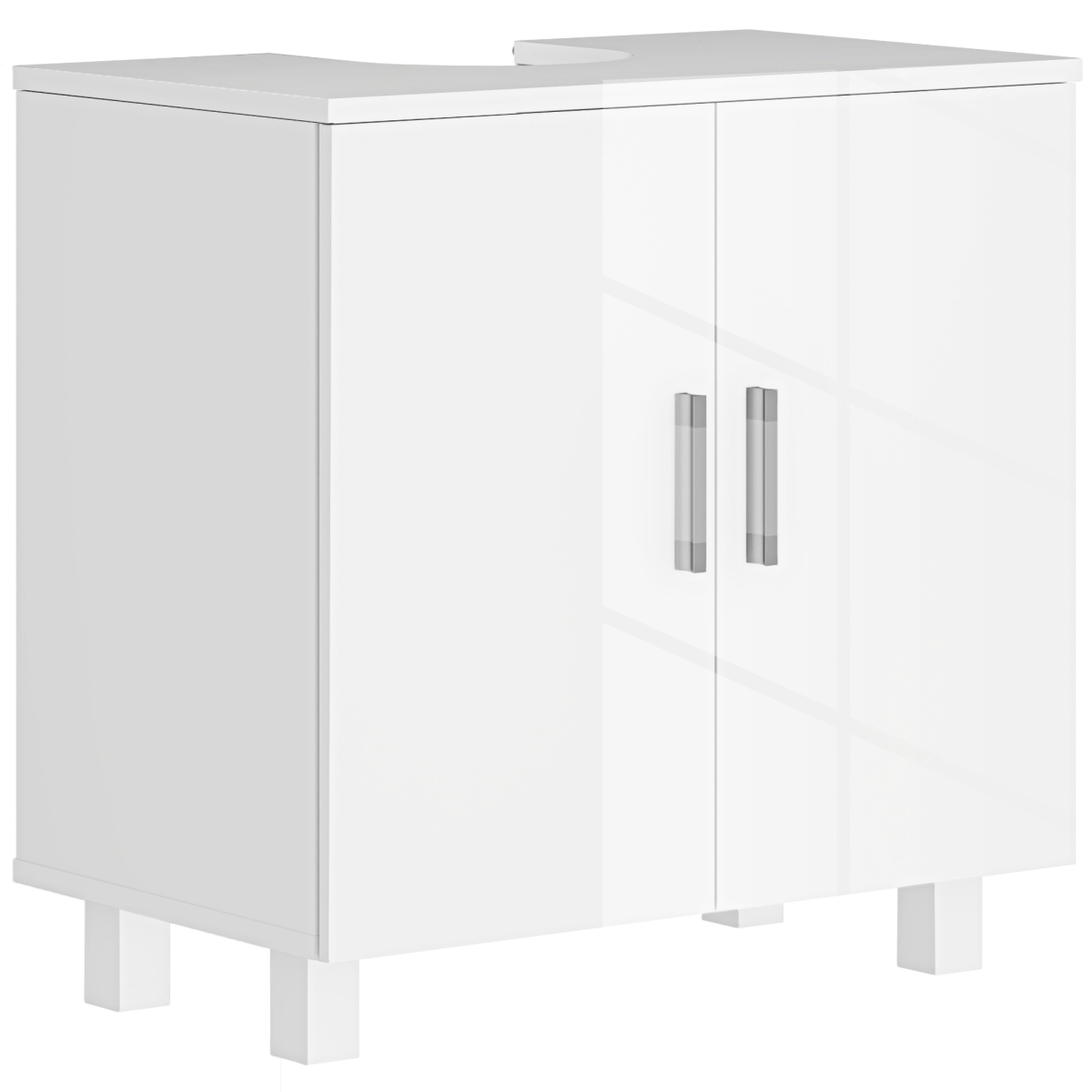 HOMCOM Freestanding High Gloss White Under Sink Cabinet for Pedestal Sinks