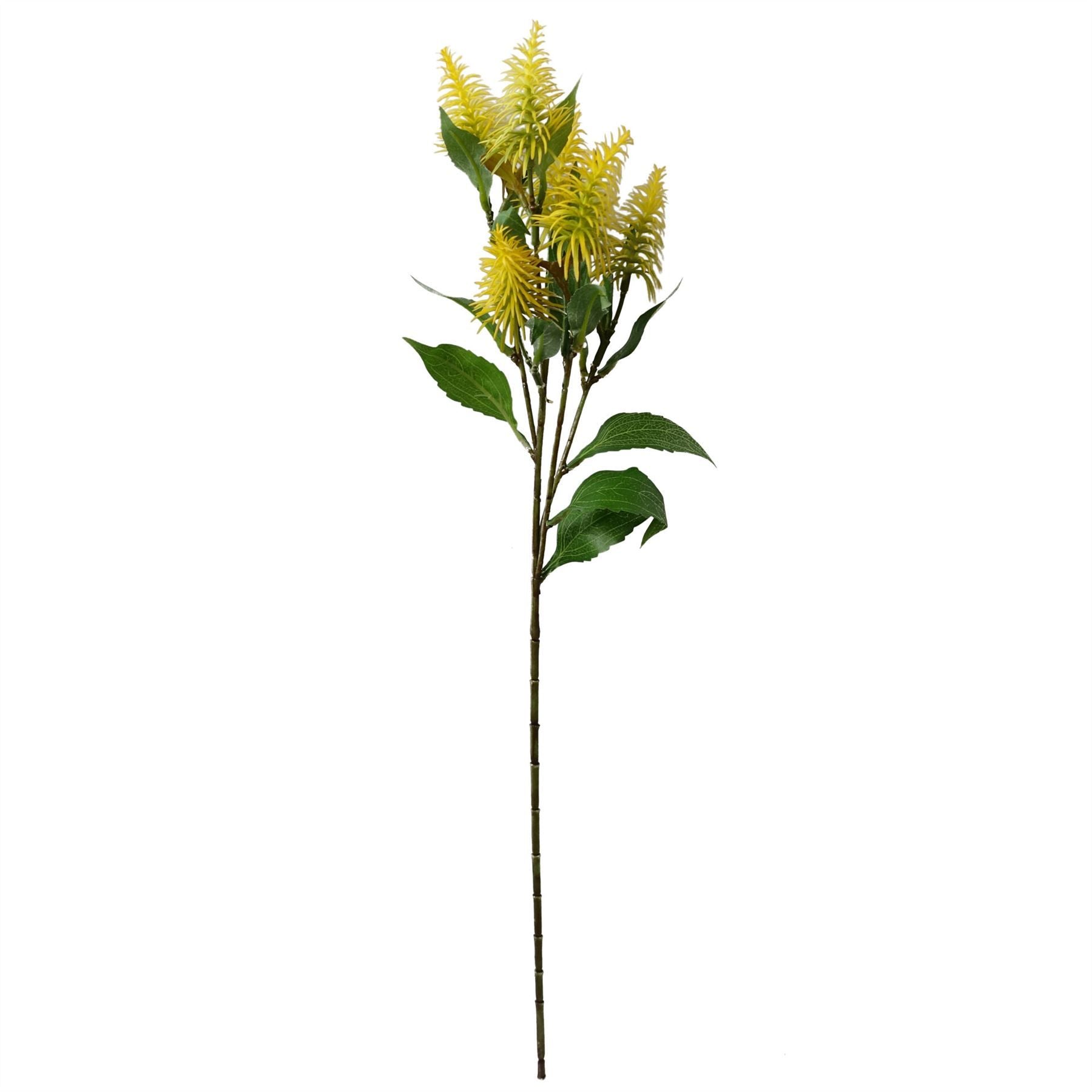 Leaf 55cm Callistemon Pallidus Yellow Bottle Brush Stem with Silk Leaves and Wired Shapable Stem