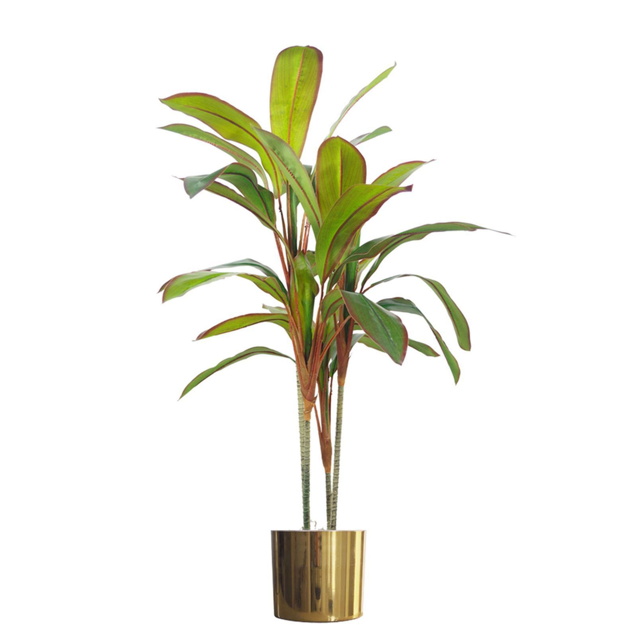 100cm Artificial Potted Dracaena Tropical Plant with Separate Gold Metal Planter