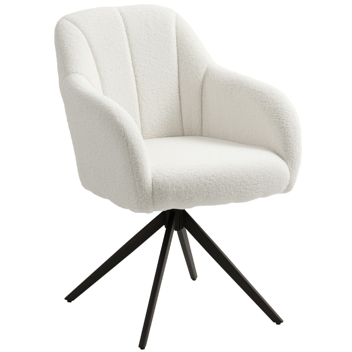 HOMCOM White Teddy Fleece 360° Swivel Accent Armchair