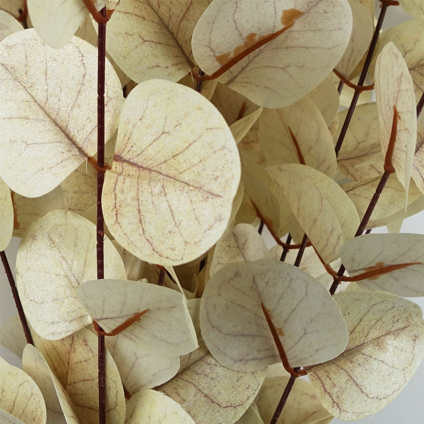 Leaf Pack of 6 White Eucalyptus Foliage Stems 80cm Wired Silk Leaves