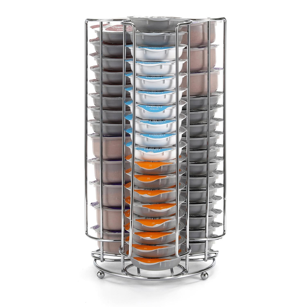 Vinsani Coffee Pod Stand for 48 Tassimo Coffee Capsules, 3-Section Coffee Capsule Holder, Metal Wire Storage Rack, Black/Sleek Finish