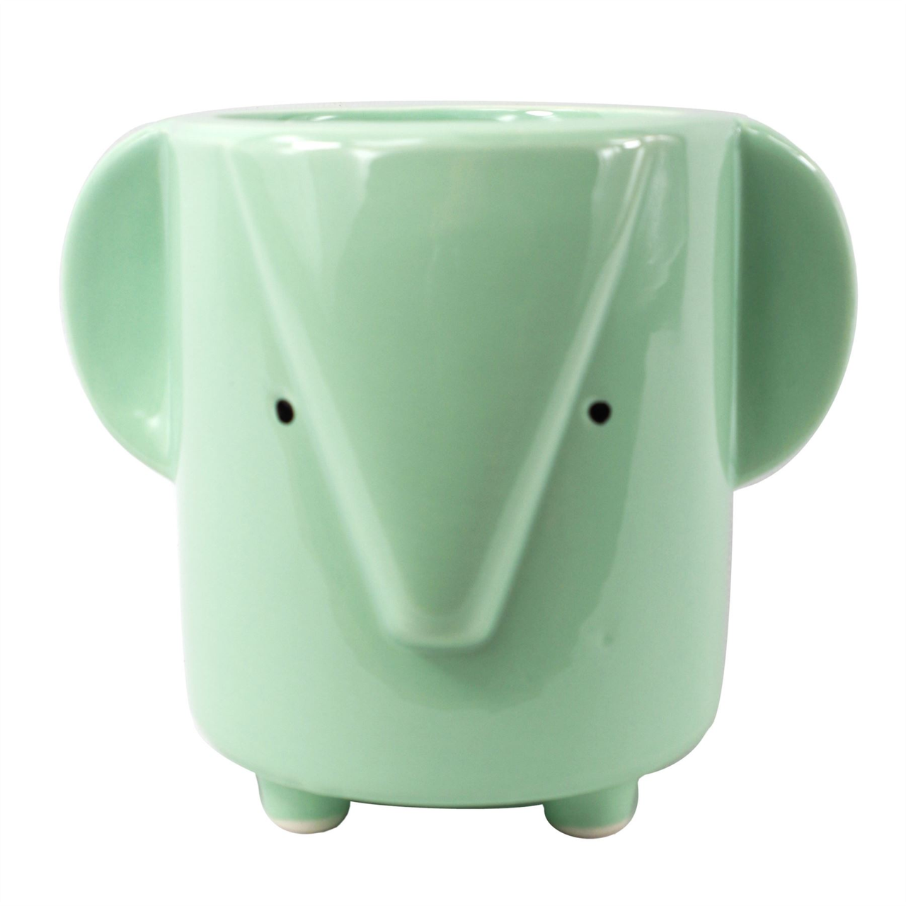 13cm Blue Ceramic Elephant Planter