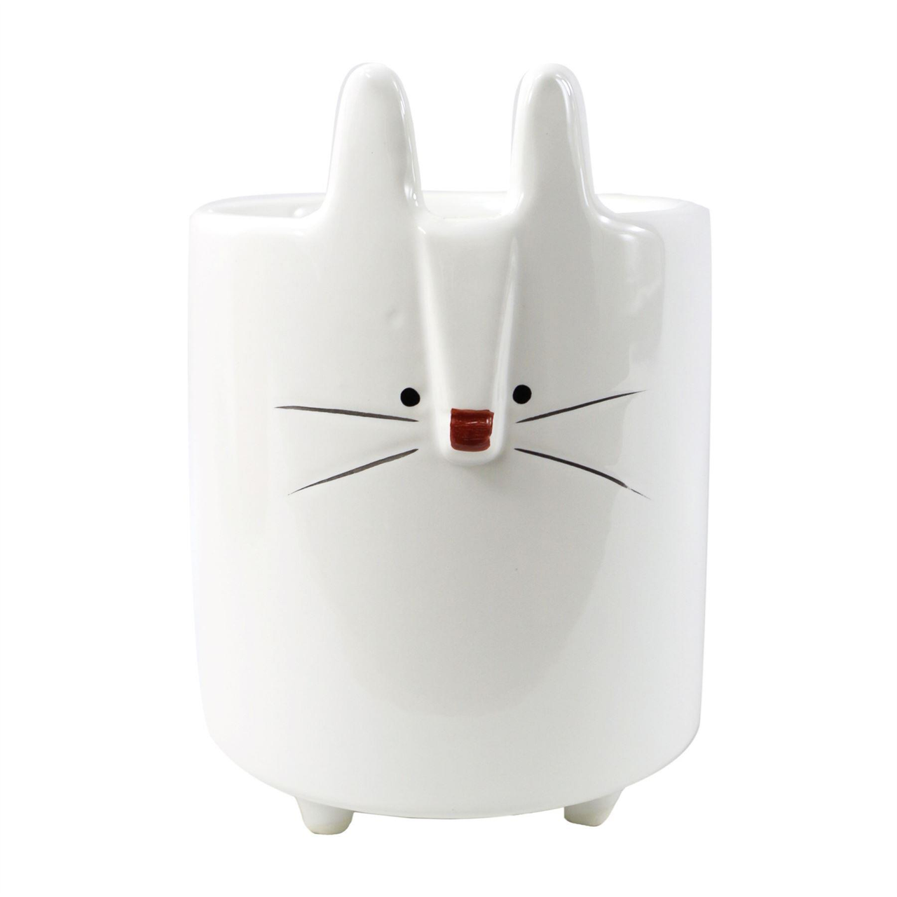Ceramic White Rabbit Pen Pot Holder 15cm H x 10cm W x 10cm D
