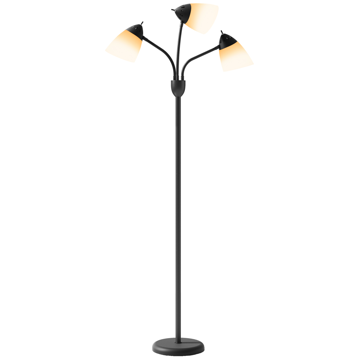 HOMCOM 3-Light Arc Tree Floor Lamp, Flexible Heads, Black, 3000K/4500K/6500K