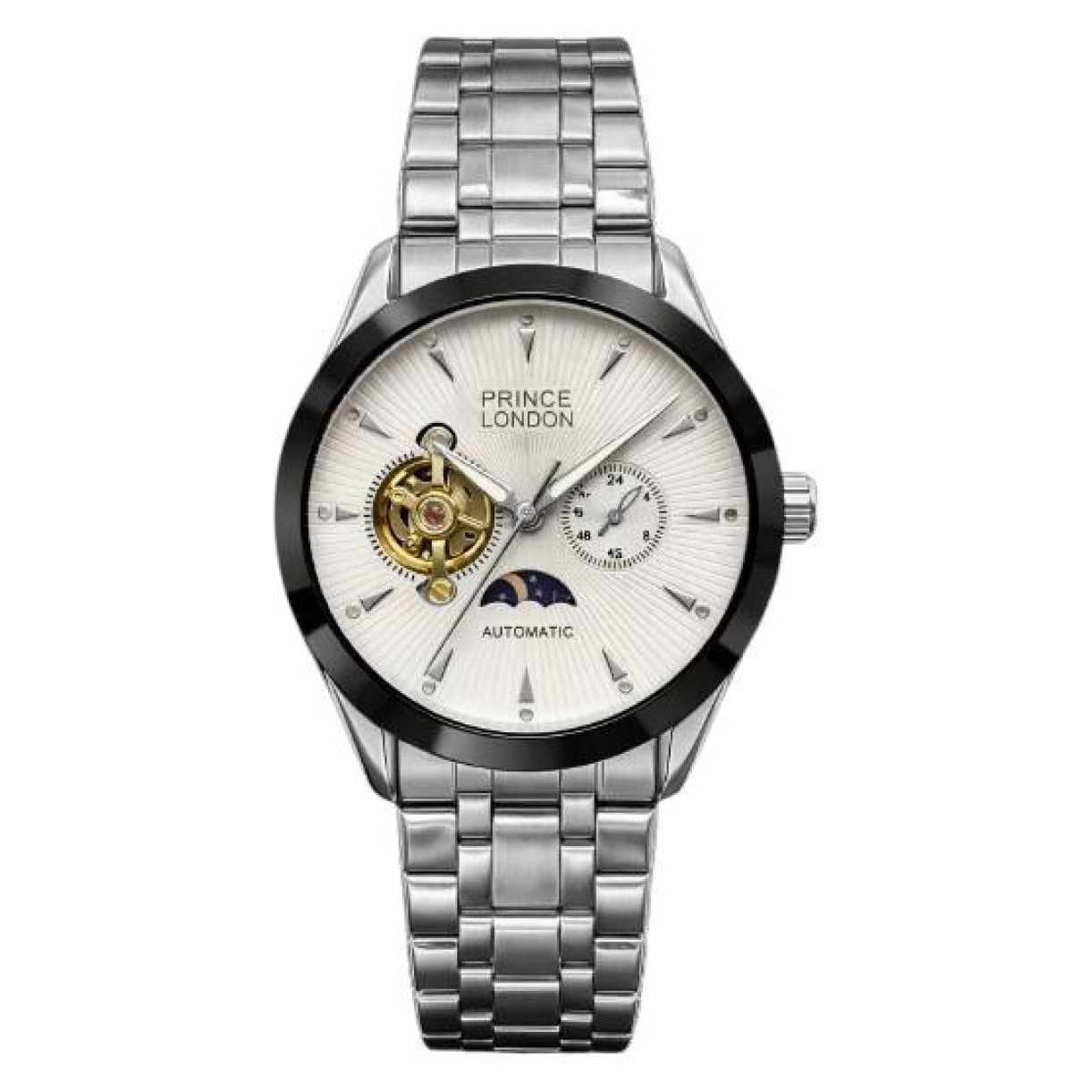 NY London Men's Automatic Multi Dial Analogue Watch, Silver/White
