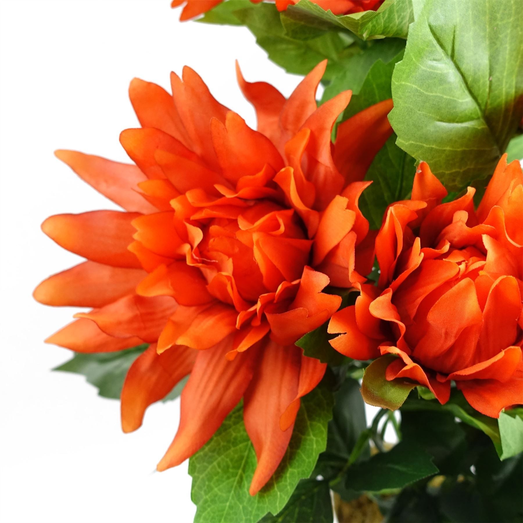 Leaf 55cm Artificial Red Dahlia Pinnata in Decorative Pot