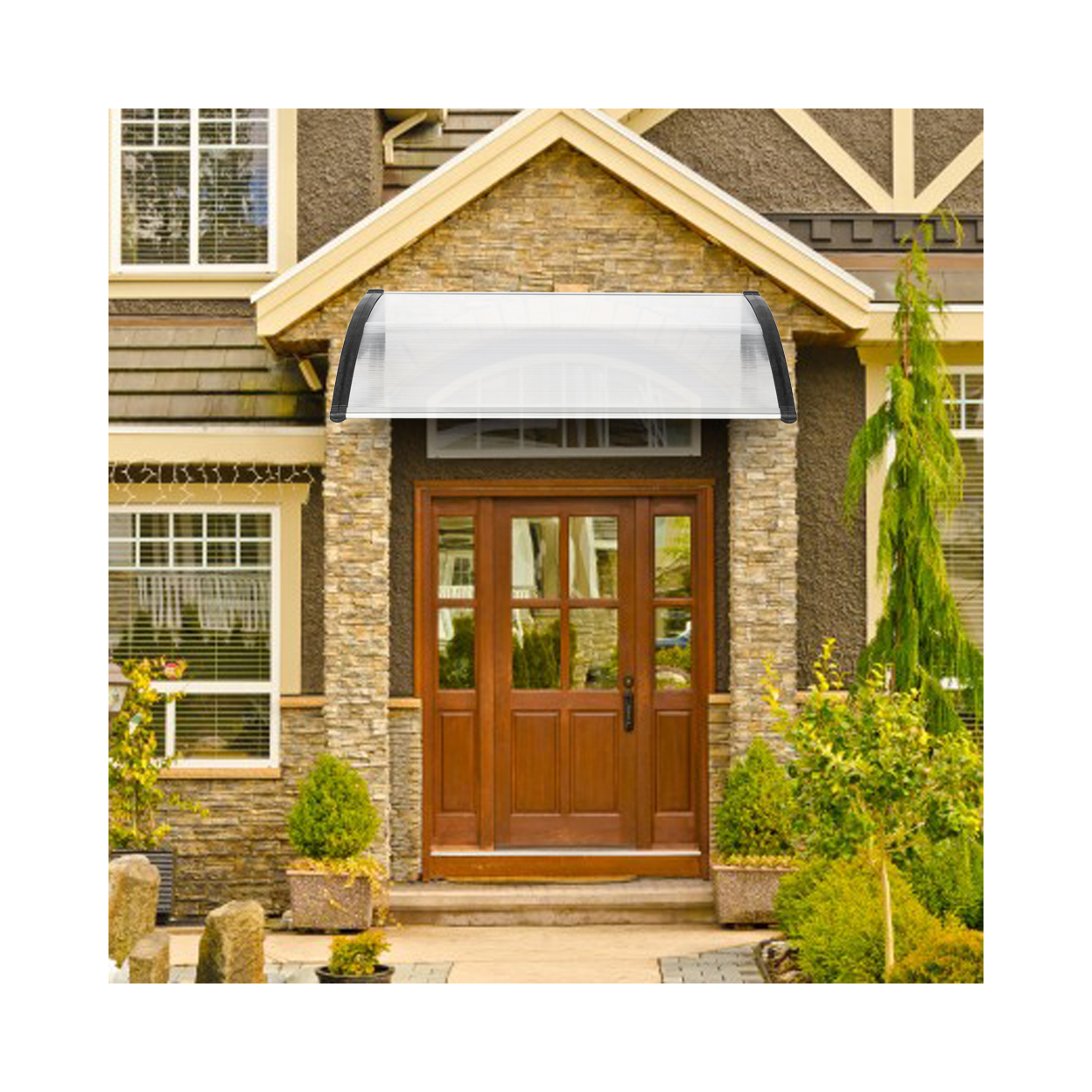 【Same Code:48202358】HT-120 x 80 Household Application Door & Window Rain Cover Eaves Canopy White & Black Bracket
