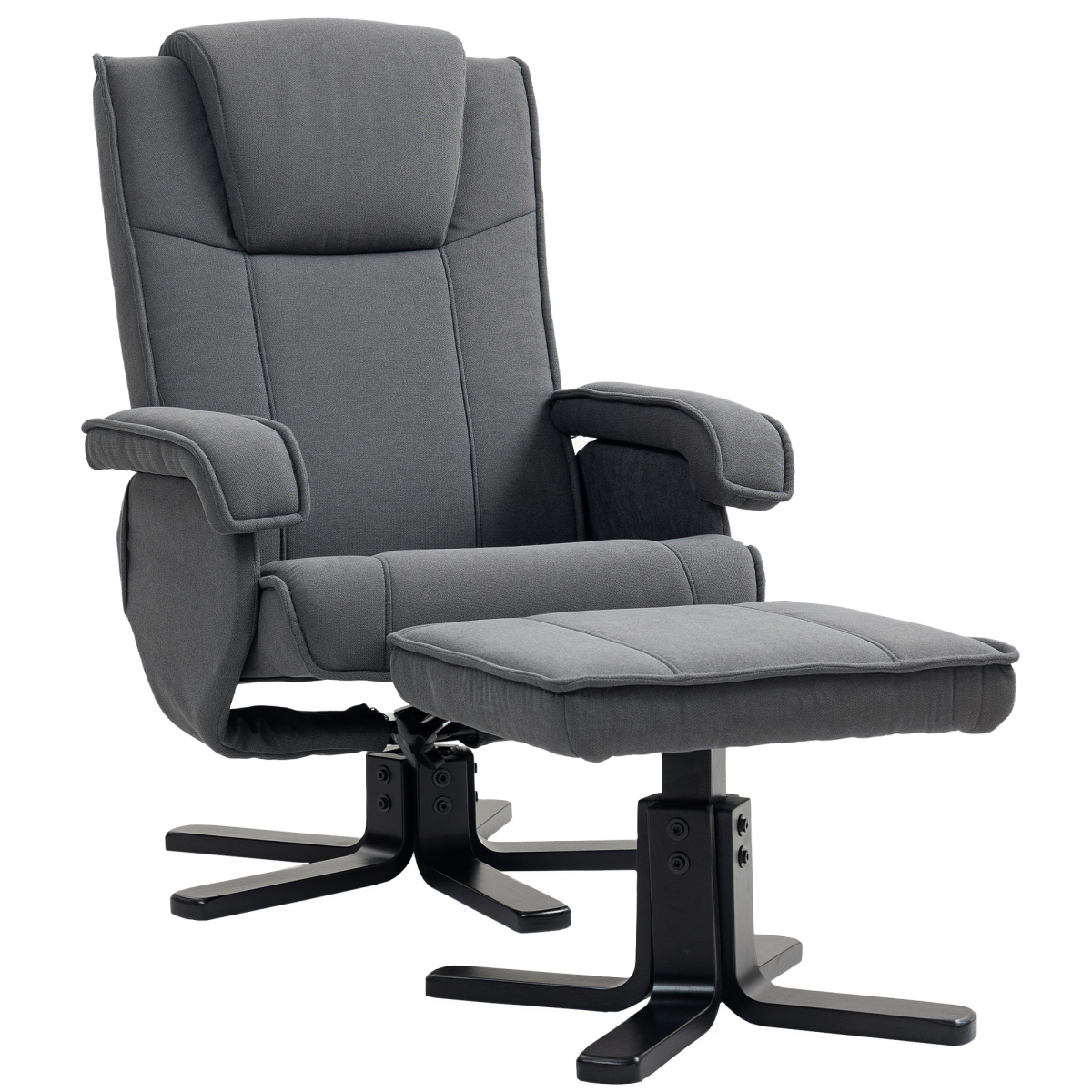 HOMCOM Velvet Rocker Swivel Recliner Chair with Footstool, Grey