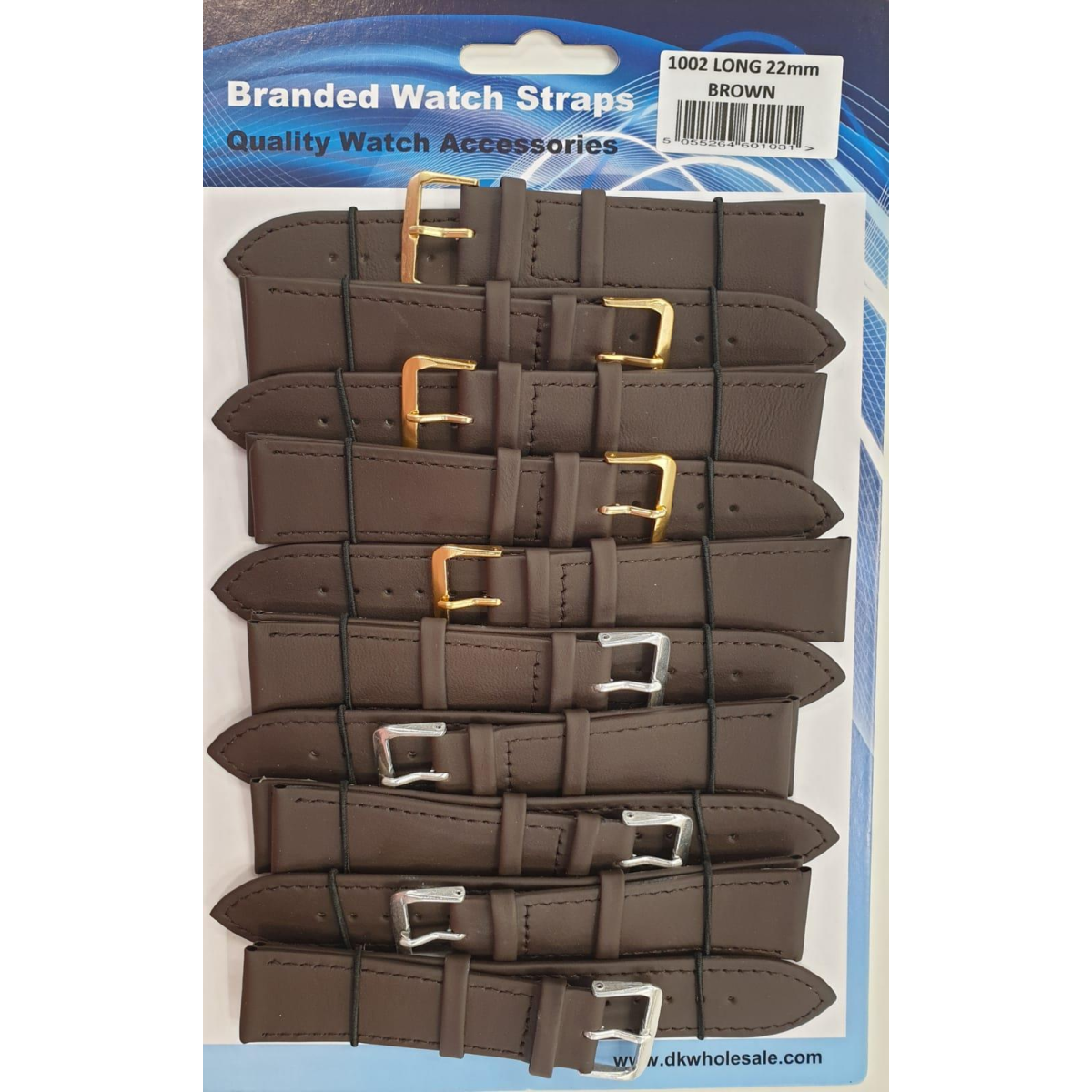 Brown Leather Extra Long Watch Straps Pk10 size 22mm 1002BR