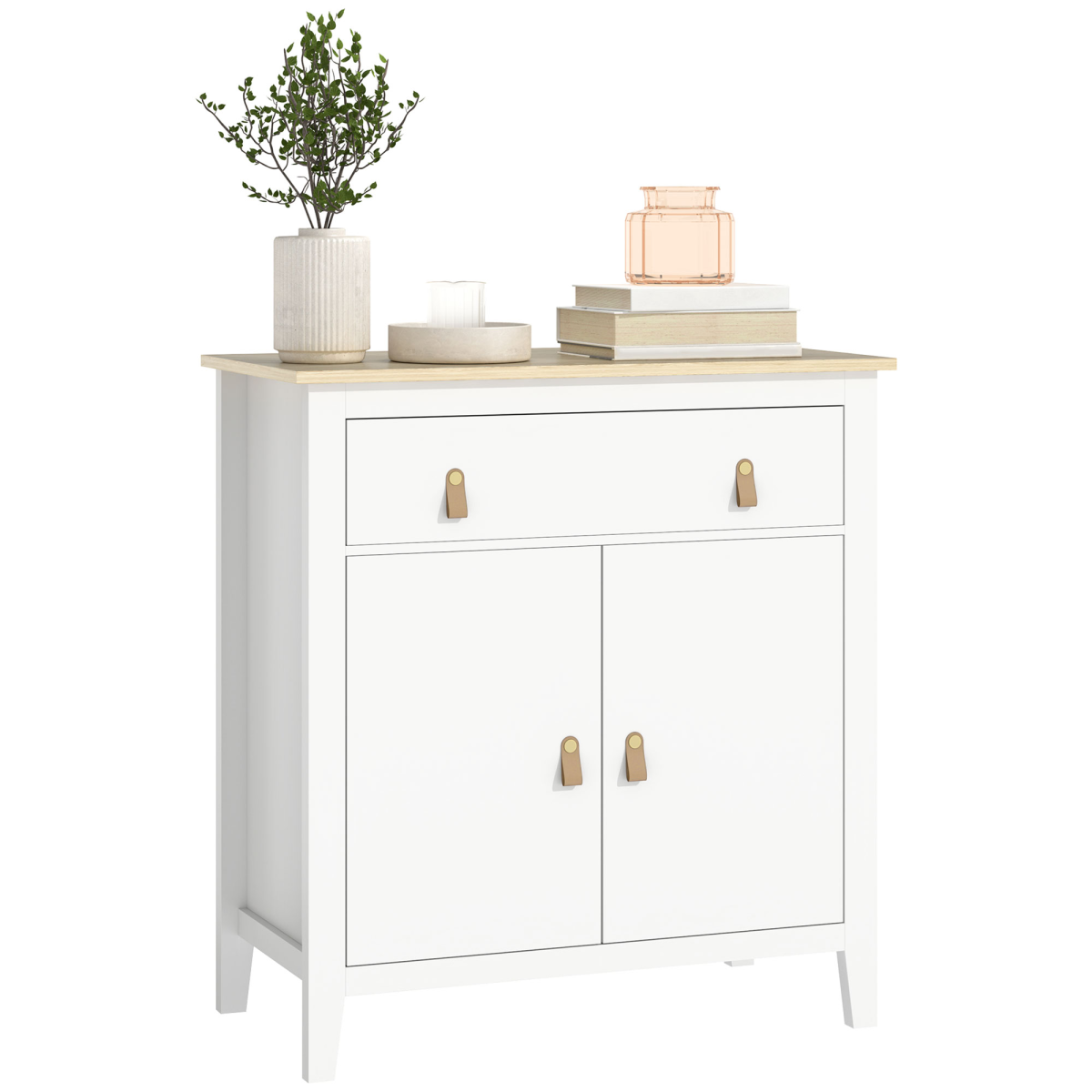 HOMCOM White Sideboard with Drawer and Adjustable Shelf Cabinet
