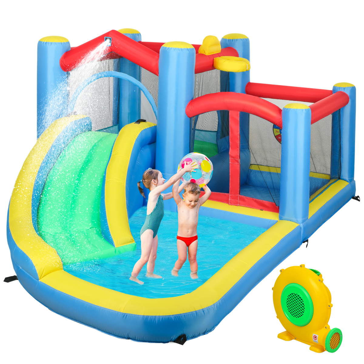 AIYAPLAY 5-in-1 Inflatable Bouncy Castle, 550W Blower Included