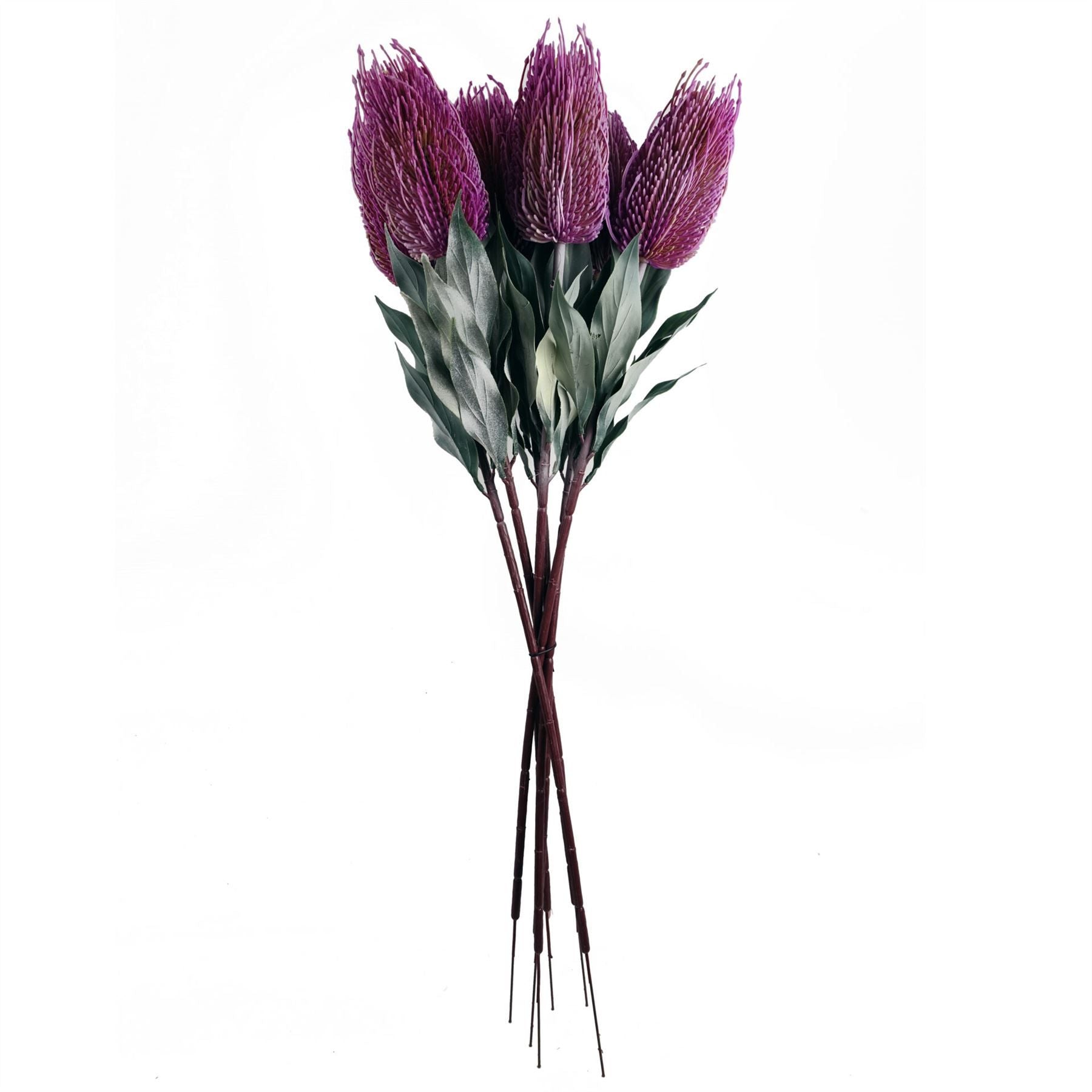 75cm Artificial Banksia Menziesii Pink Single Stem with Plastic Leaves